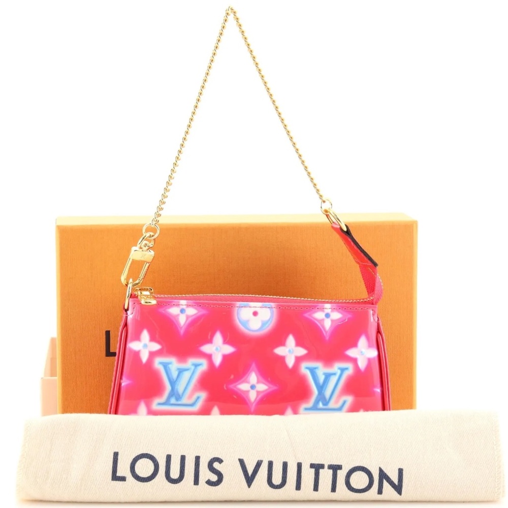 BRAND NWT Louis Vuitton Pochette Accessoires Valentine Neon Monogram Vernis Mini